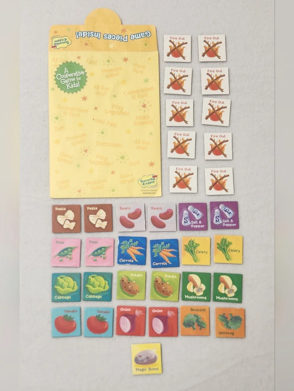 Peaceable Kingdom Stone Soup Board Game Kids Cooperative Memory Matching Game